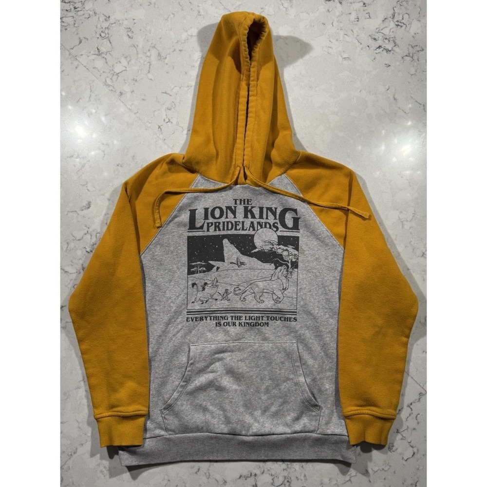Disney The Lion King Pridelands Hoodie Womens Small Gray Yellow Graphic Pullover
